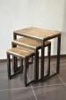 Lot de 3 tables gigognes industrielles métal et bois... ANNONCES Bazarok.fr